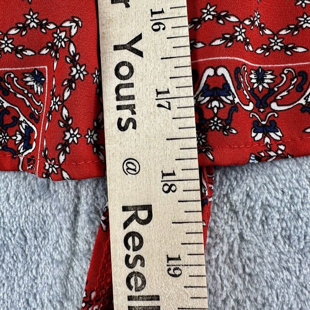ALTAR’D STATE Mackenzie Bandana Print Blouse‎ Women’s Sz M Red Tie Belle Sleeve - Picture 7 of 12